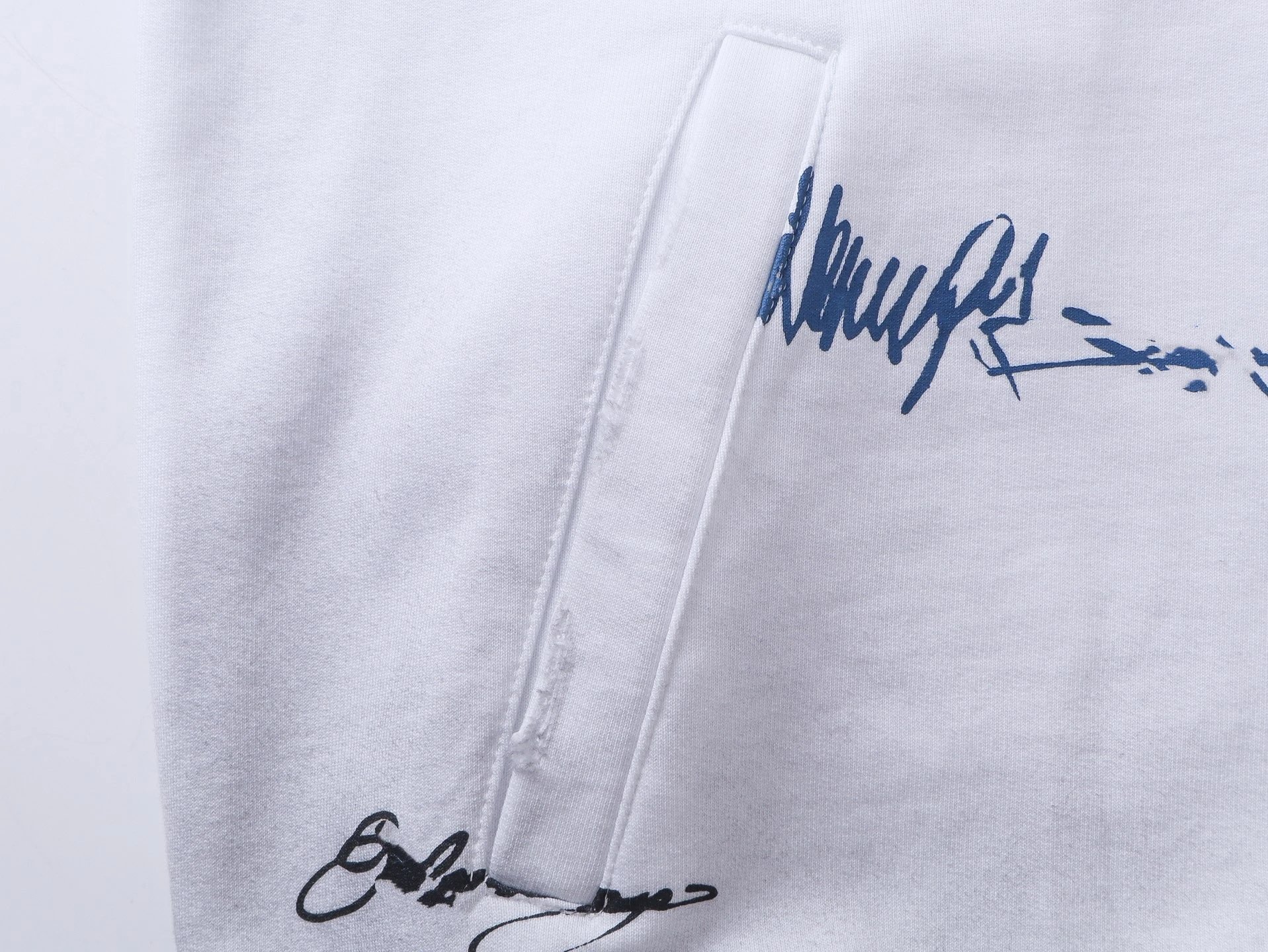 Balenciaga x GMBH Signature-Print Raglan Hoodie White/Navy - 14