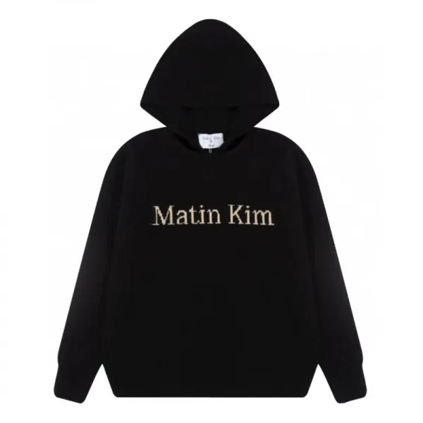 Matin Kim Embroidered Logo Black Hoodie - 1