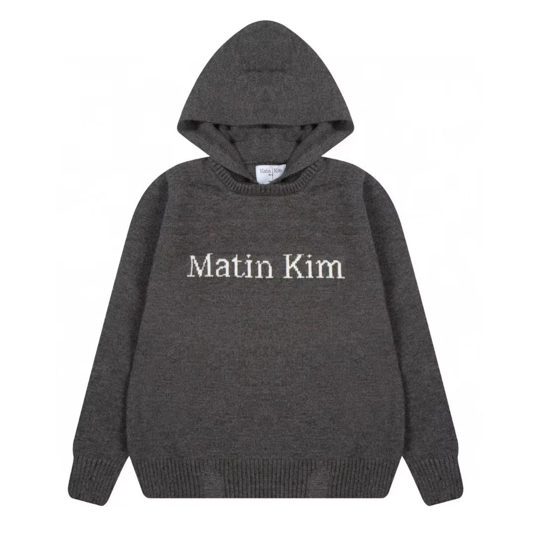 Matin Kim Logo Knit Hoodie Gray - 6