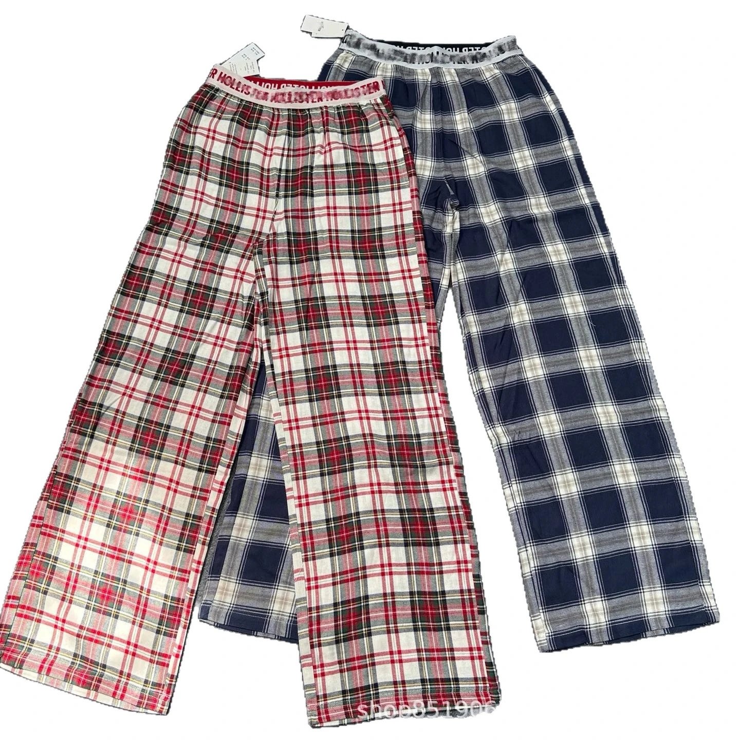 Unbranded Trousers Plaid wide-leg with elastic logo waistband image 5