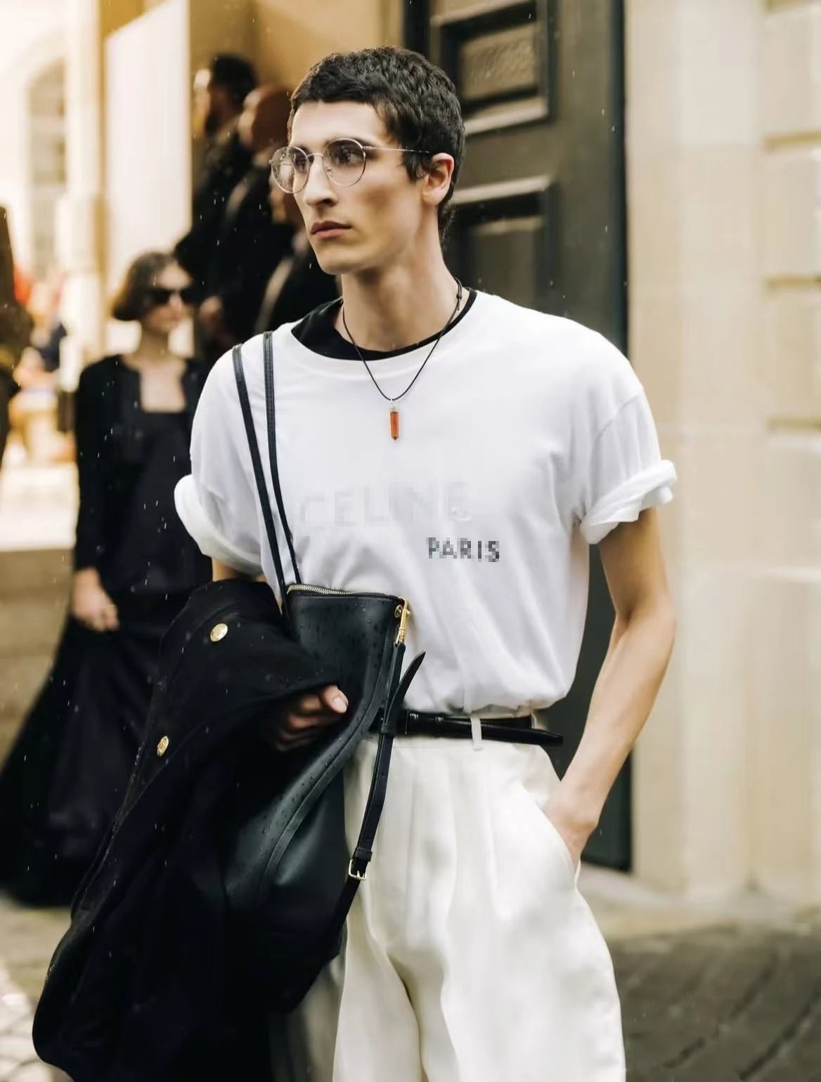 Celine Paris Pixel Print Off-White T-Shirt - 9