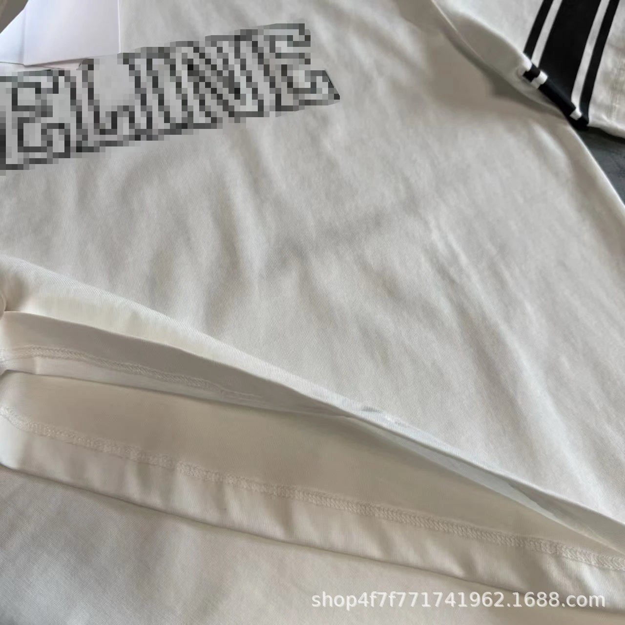 Celine Pixel Logo Ringer T-Shirt White - 16