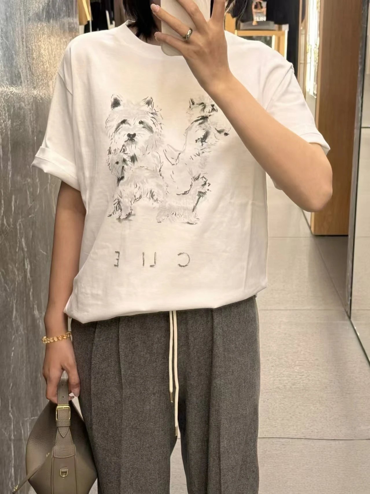 Saint Tears Westie Print Off-White T-Shirt - 6