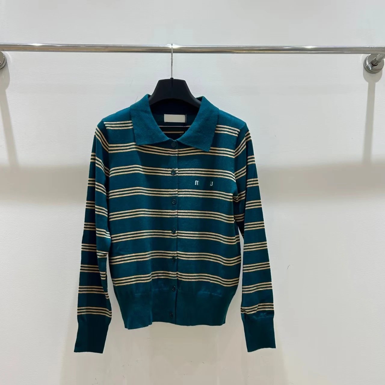 Miu Miu Striped Knit Polo Shirt Burgundy - 5