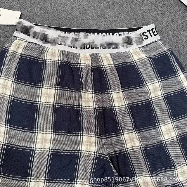 Unbranded Trousers Plaid wide-leg with elastic logo waistband product detail image 3