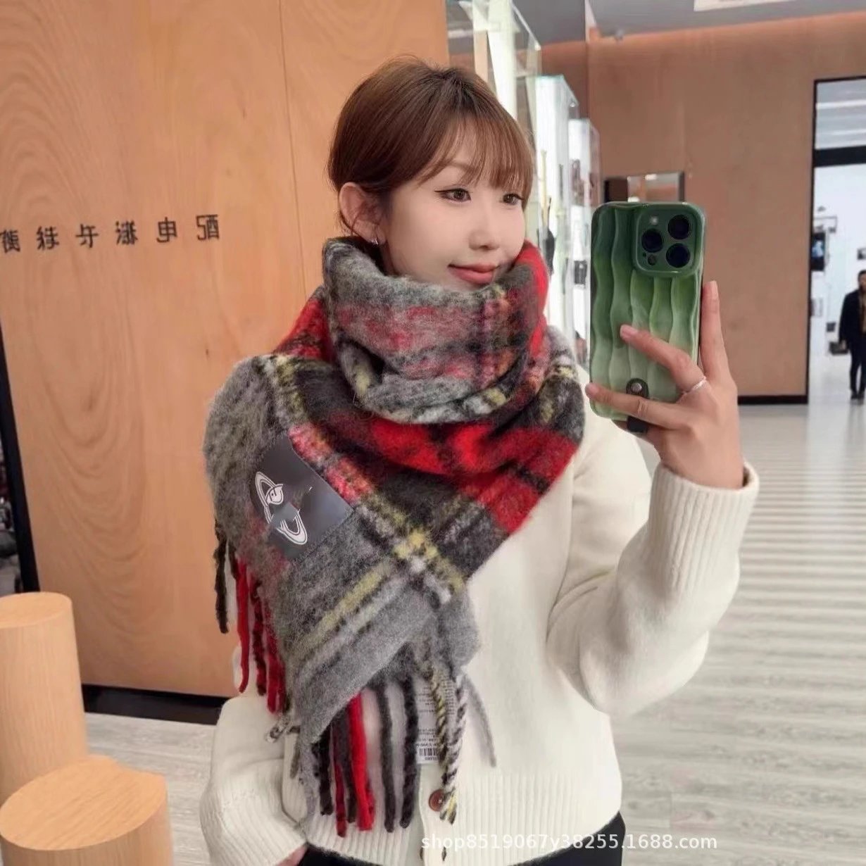 Vivienne Westwood Scarves Plaid Fringe Scarf image 4