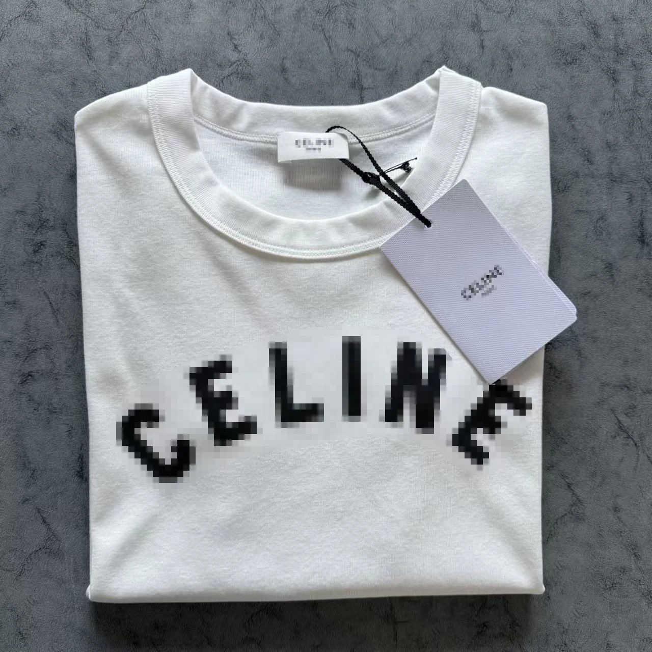 Celine Pixel Logo Black T-Shirt - 13