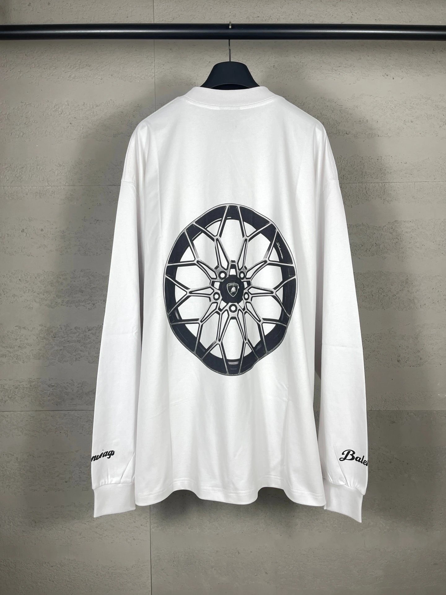 Balenciaga Wheel Print Long-Sleeve T-Shirt Black - 12