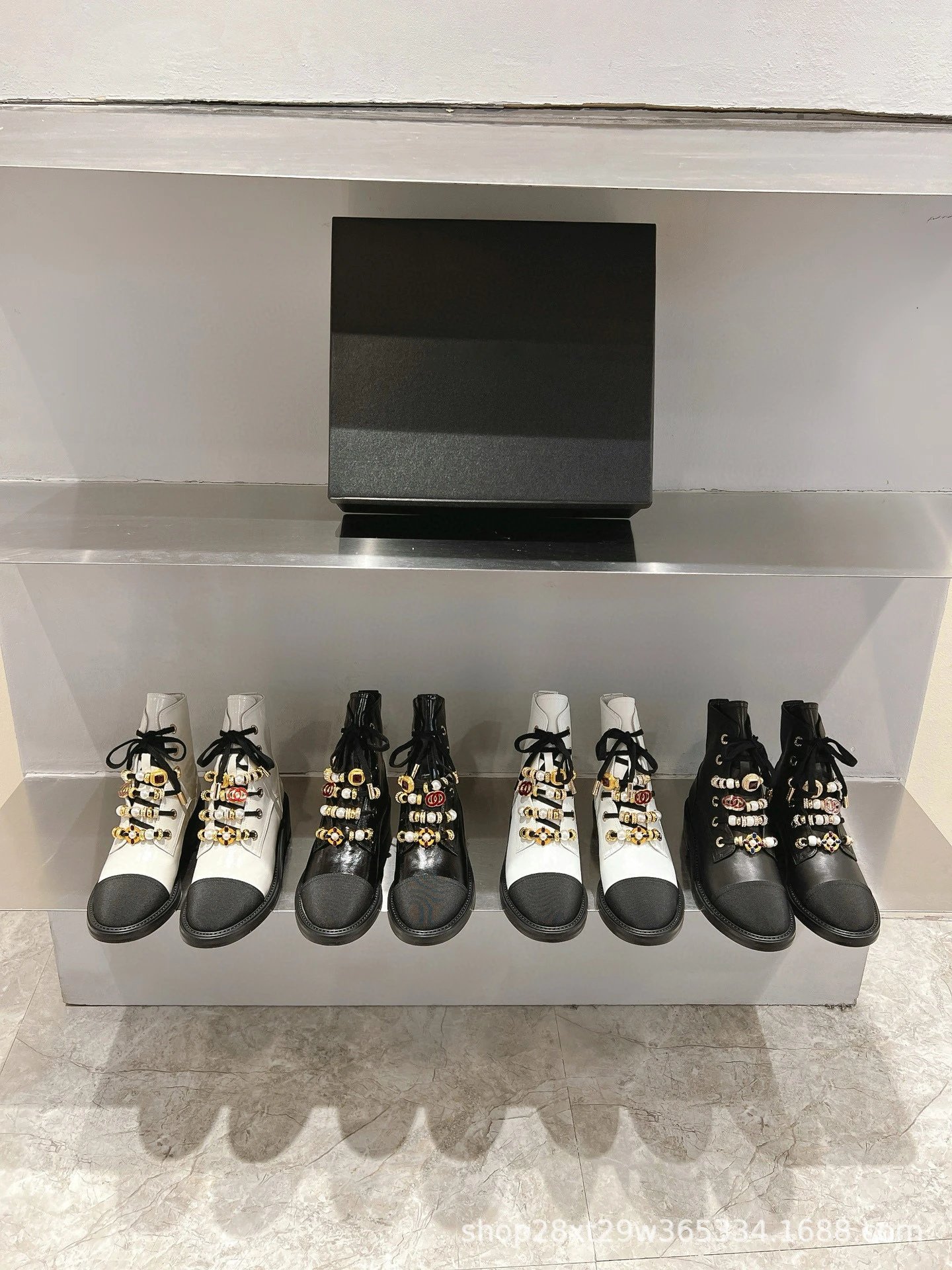 Dior Saddle Boots Black Pearl-Embellished Combat Boots - 3