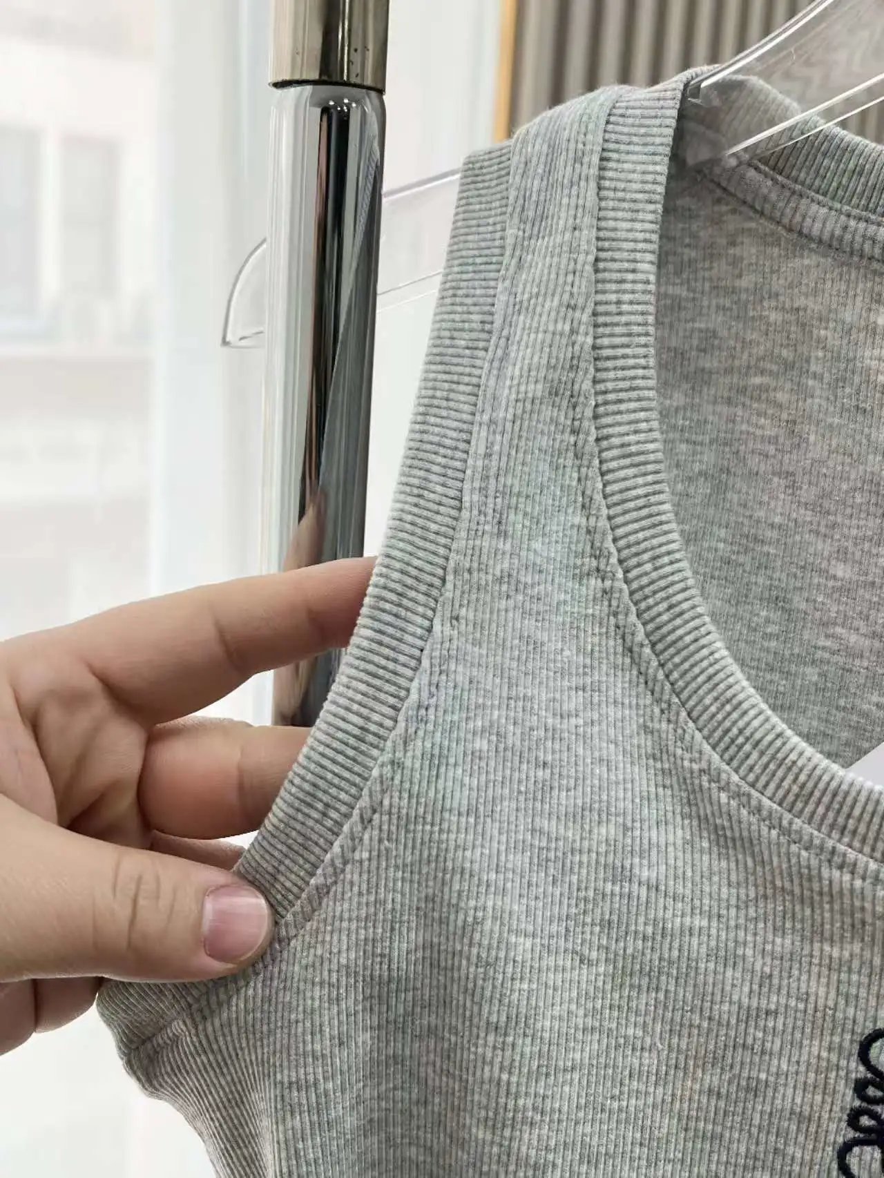 Loewe Anagram Ribbed Vest-Top Blue - 6