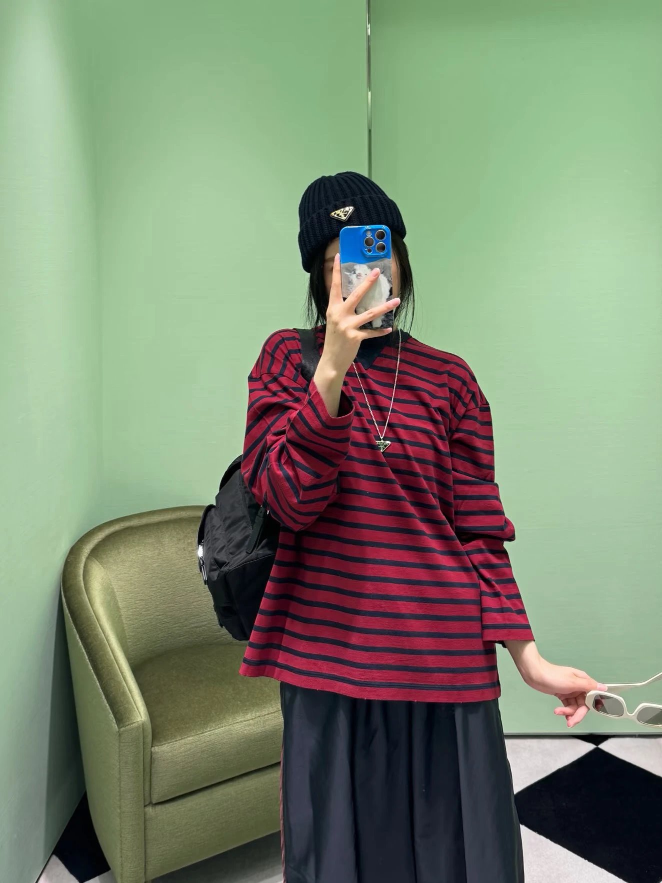 Gallery Dept. Striped Pocket T-Shirt in Red and Periwinkle - 5
