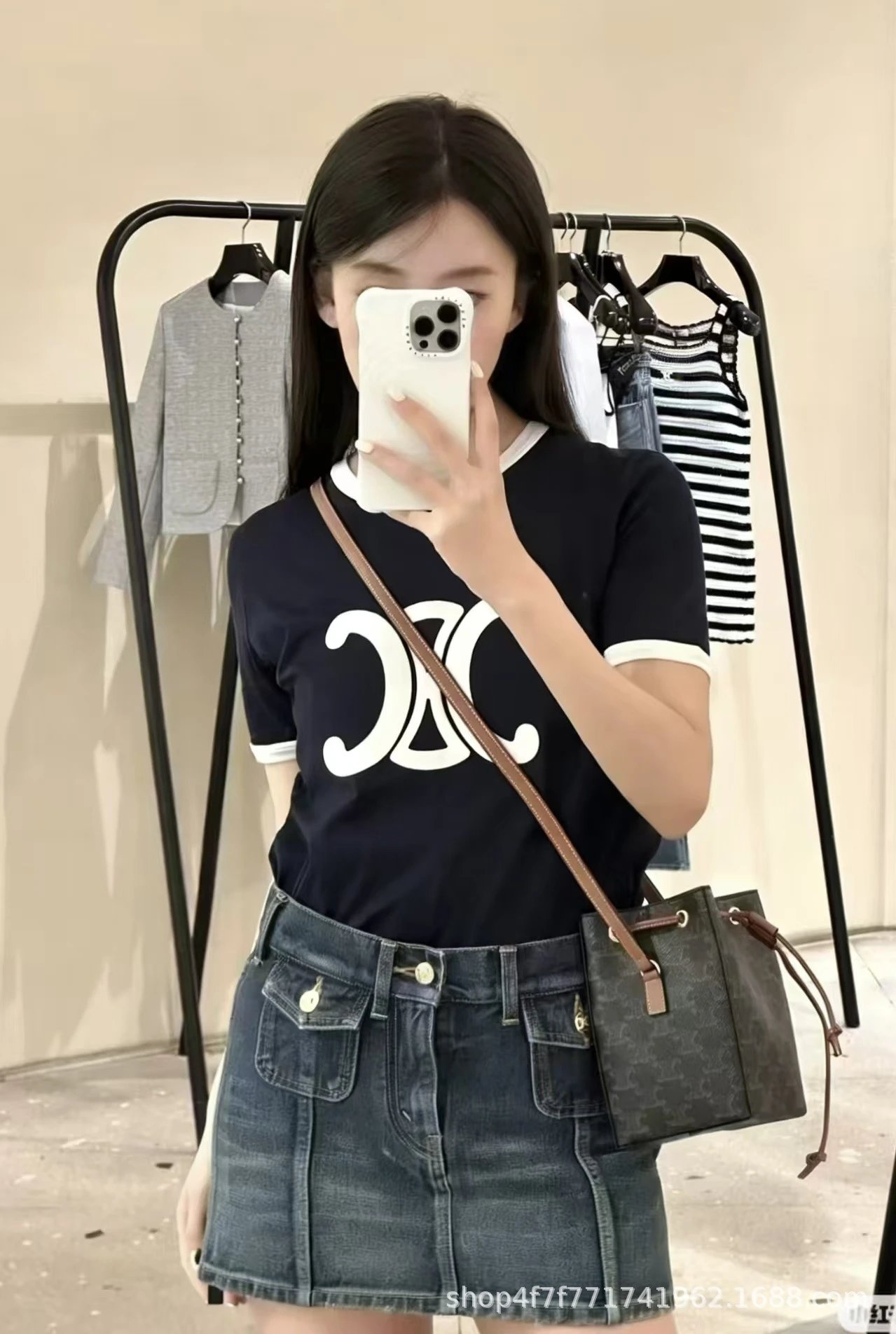 GRA Logo Print Ribbed T-Shirt Navy - 5