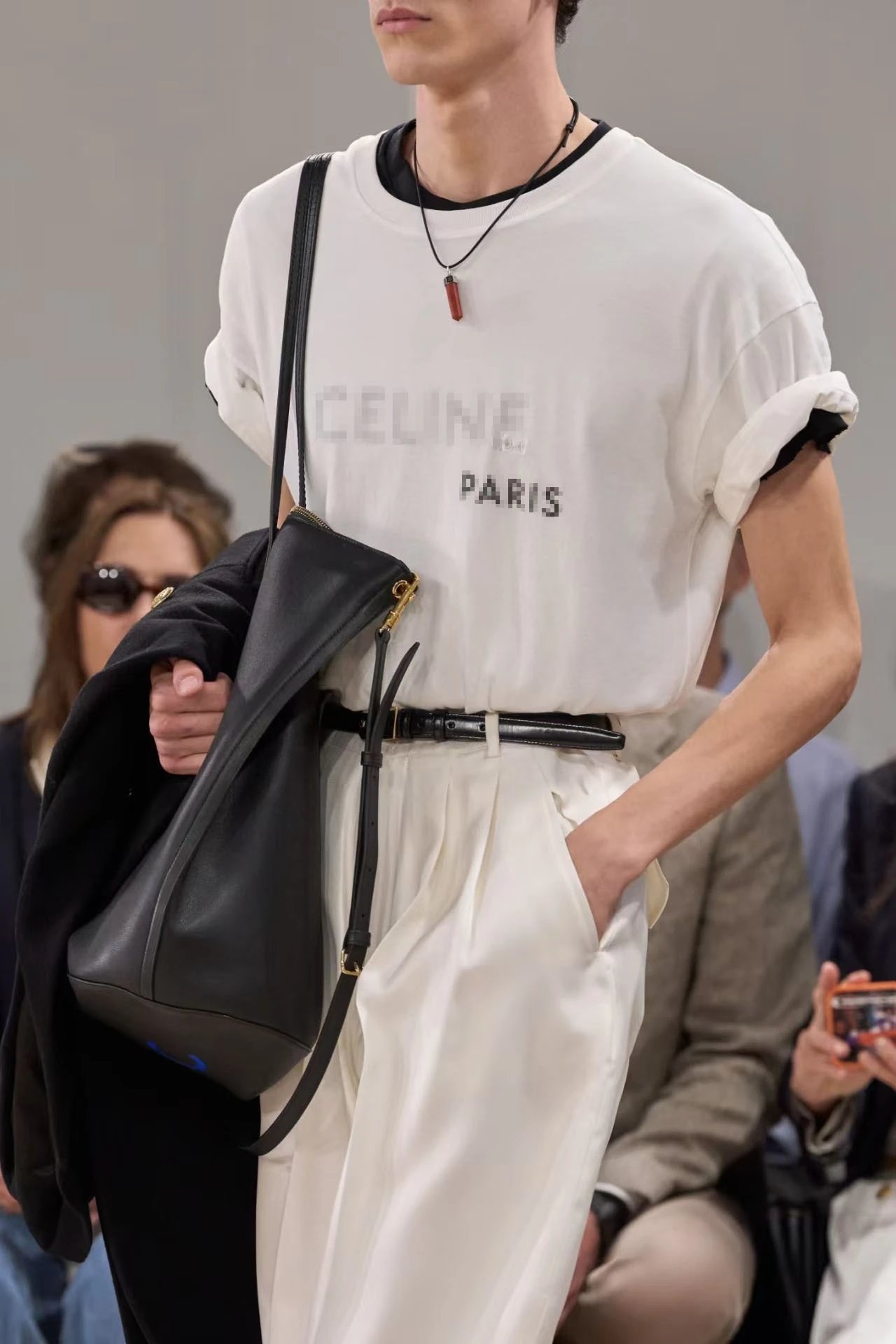 Celine Paris Pixel Print Off-White T-Shirt - 8