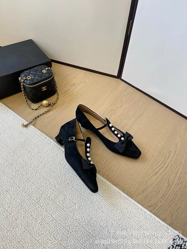 Chanel-inspired Pearl Bow Flat Beige Leather Mary Jane Shoes - 12