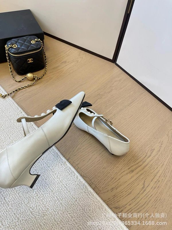 Chanel-inspired Pearl Bow Flat Beige Leather Mary Jane Shoes - 11