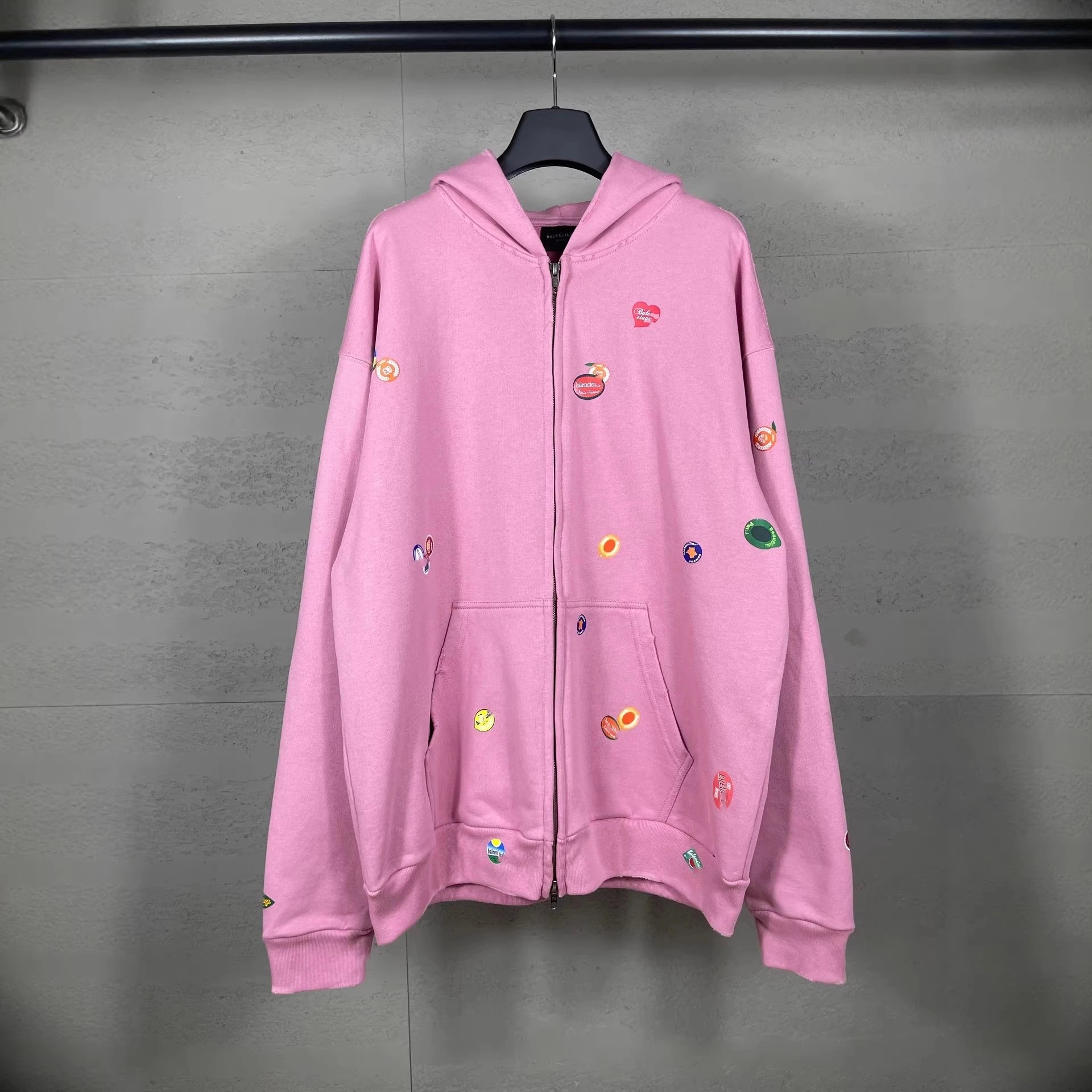Balenciaga x Play Comme des Garçons Heart Patch Zip-Up Hoodie Pink