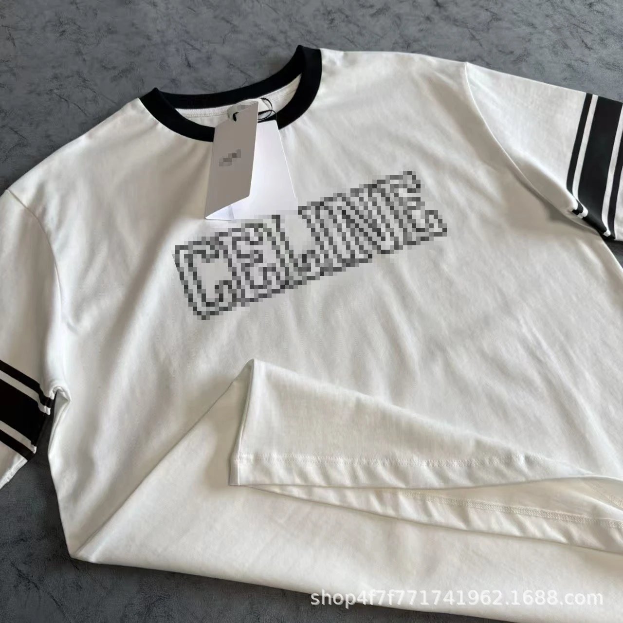 Celine Pixel Logo Ringer T-Shirt White - 15