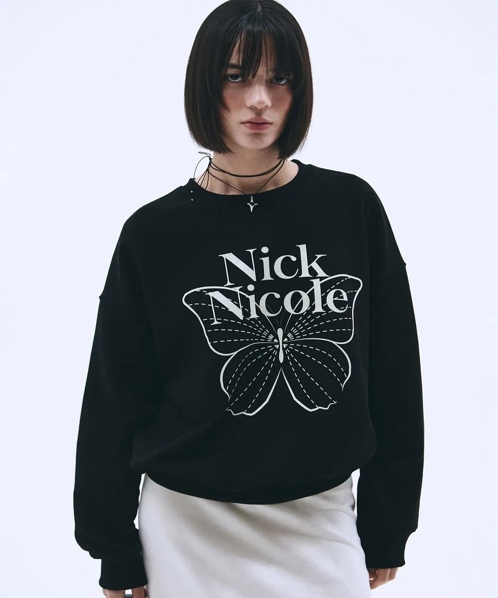 Nick Nicole Butterfly Graphic Sweatshirt Black - 24