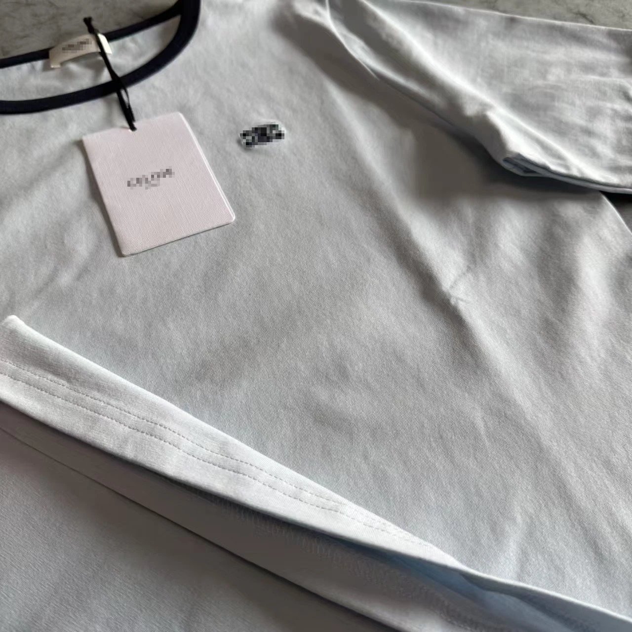 CILHI Ringer T-Shirt White with Navy Trim - 13