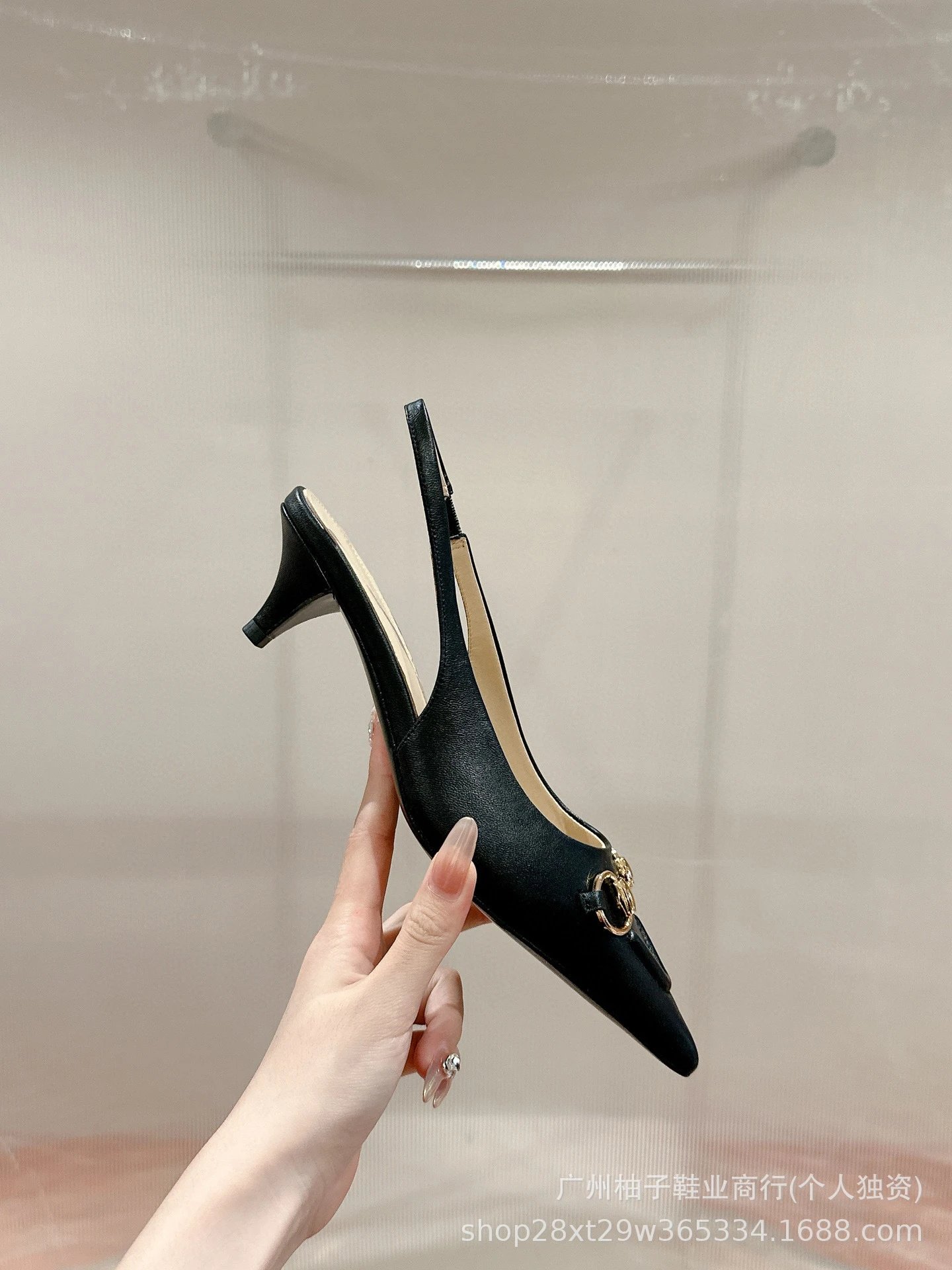 Gucci Horsebit Loafer-Style Slingback Black Heels - 8