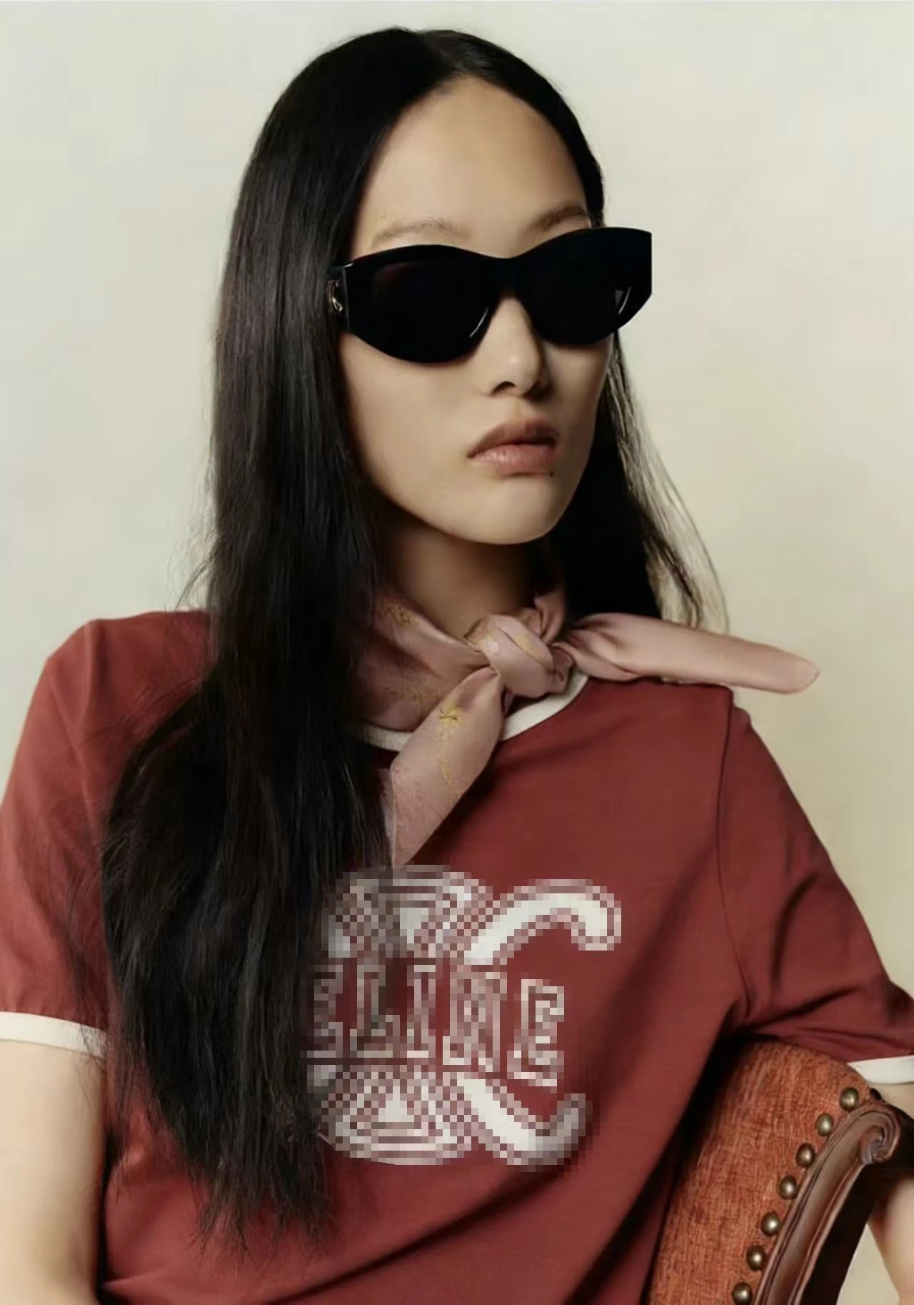 Celine Vintage Logo Ringer T-Shirt Burgundy - 6