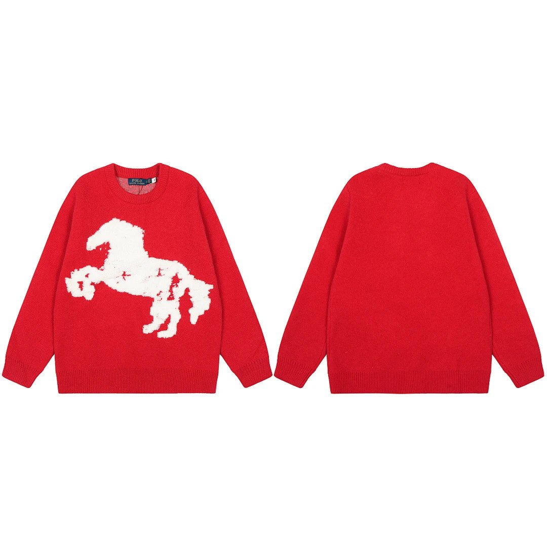 Polo Ralph Lauren Horse Motif Red Knit Sweater - 3