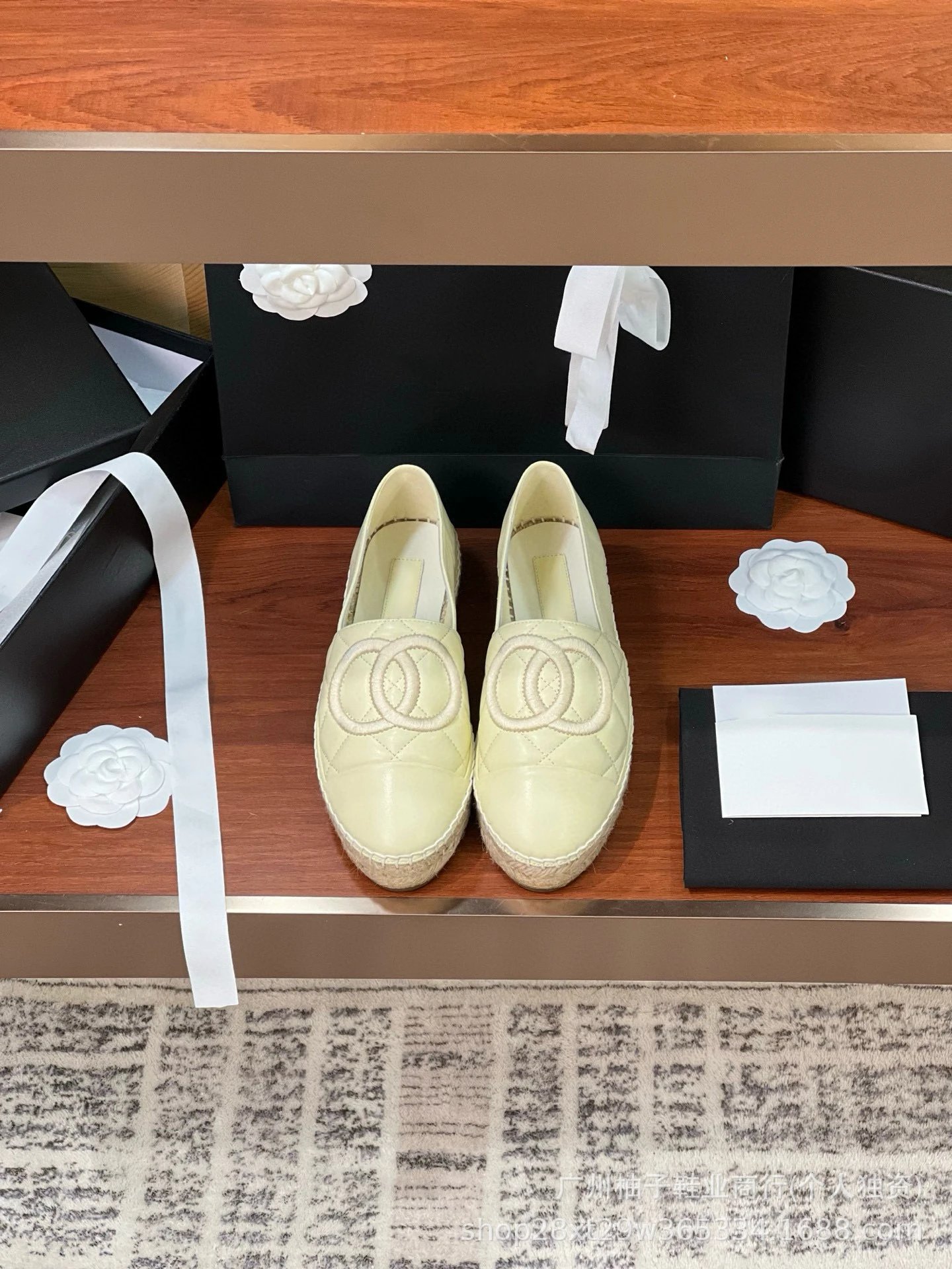 Chanel CC Logo Tweed Espadrille Loafers Gold Toe Women's Casual Shoes - 10