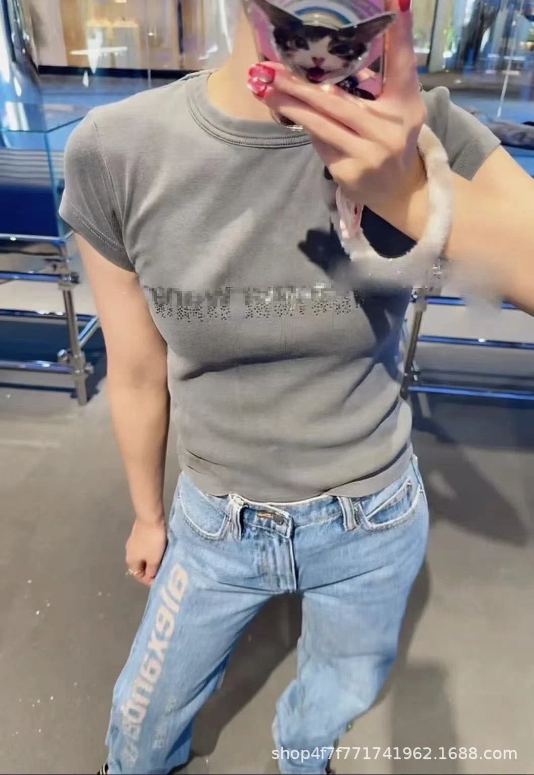 Alexander McQueen Logo-Print White T-Shirt and Denim Jeans Set - 9