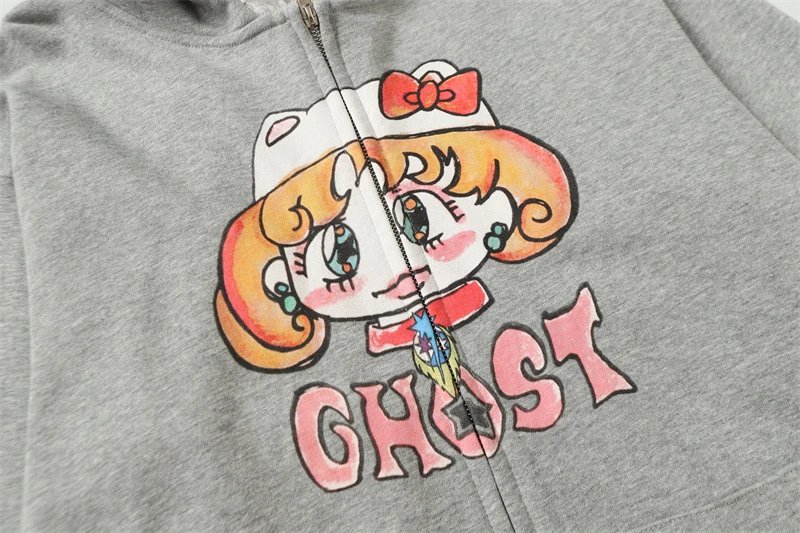 GRA Ghost Girl Ruffle Hoodie Gray - 10