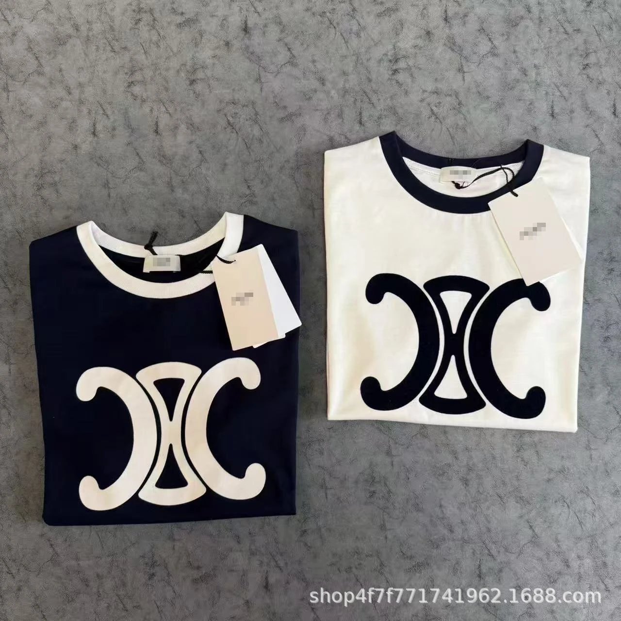 GRA Logo Print Ribbed T-Shirt Navy - 4