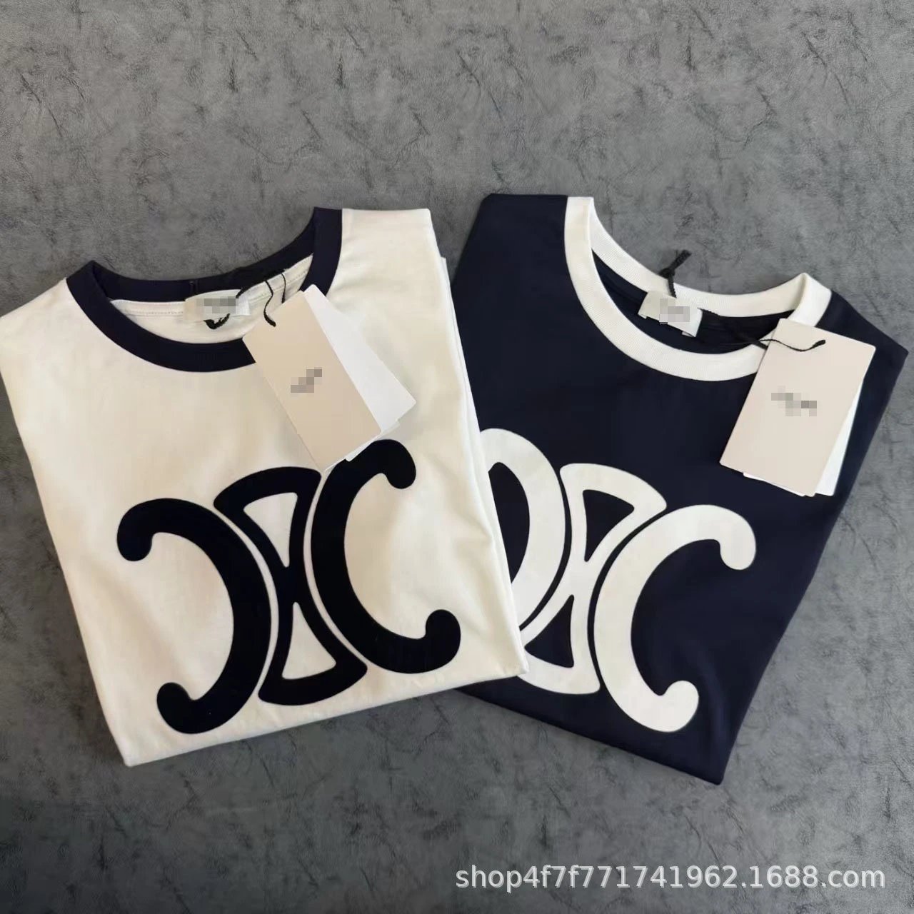GRA Logo Print Ribbed T-Shirt Navy - 12