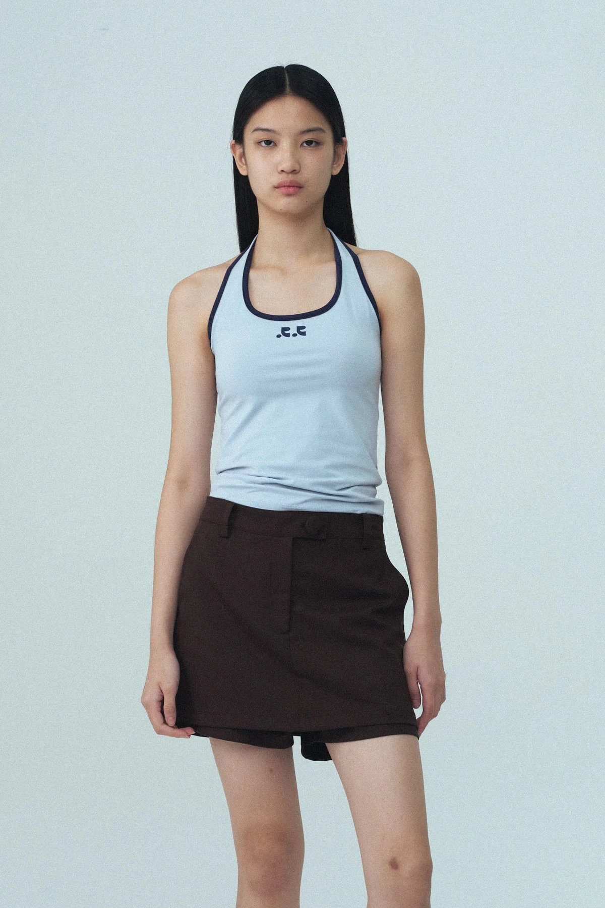 GRA Halter Neck Tank Top Gray - 34