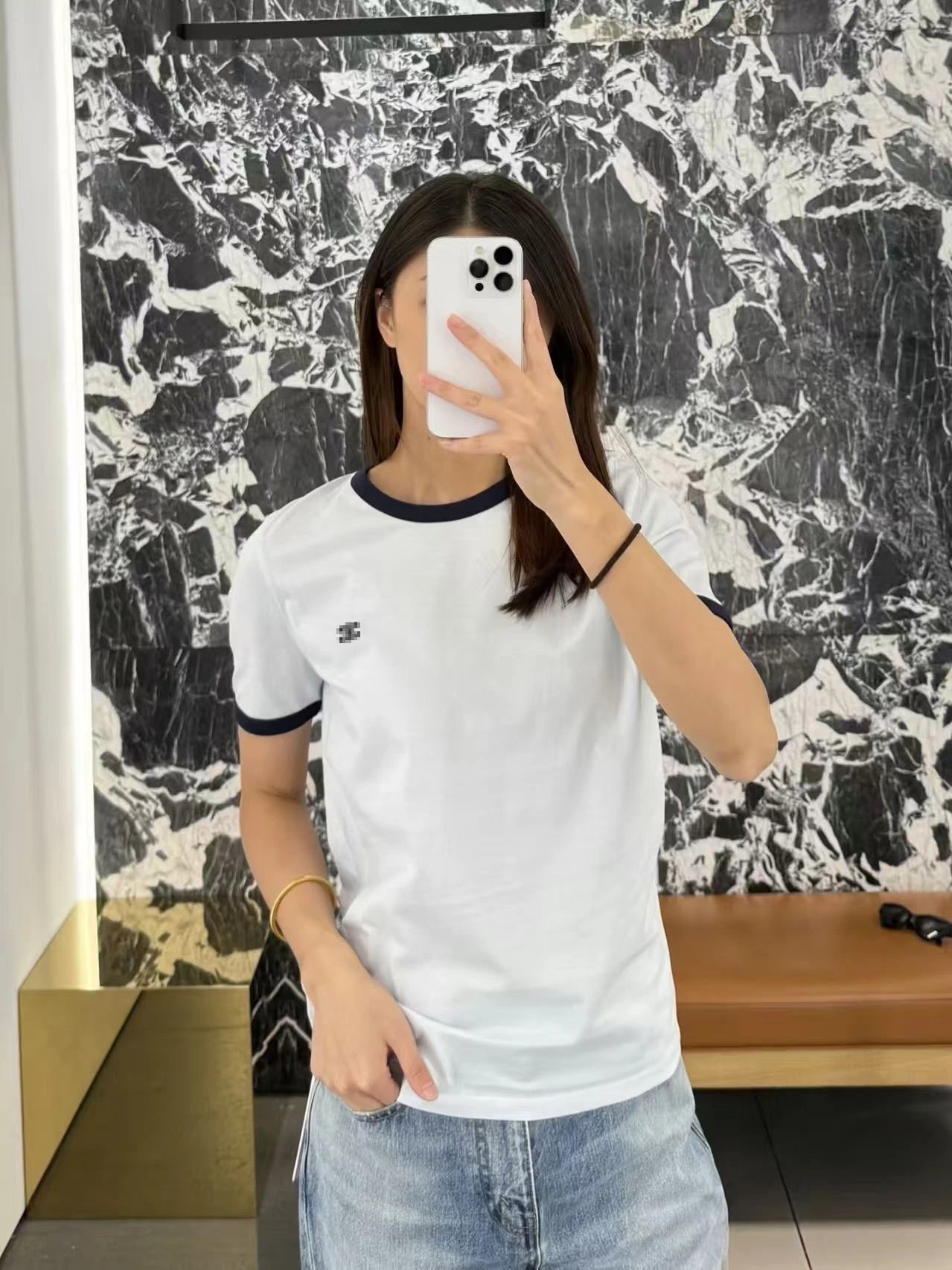 CILHI Ringer T-Shirt White with Navy Trim - 5