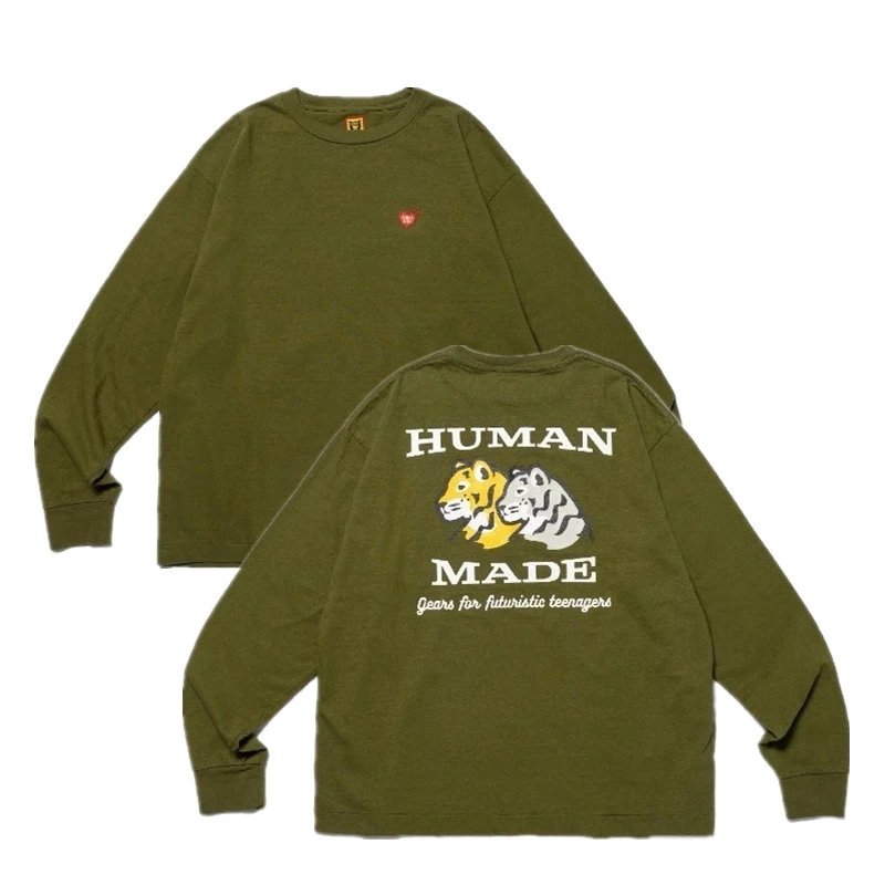 Human Made Tiger Graphic Long-Sleeve T-Shirt Army Green - 8