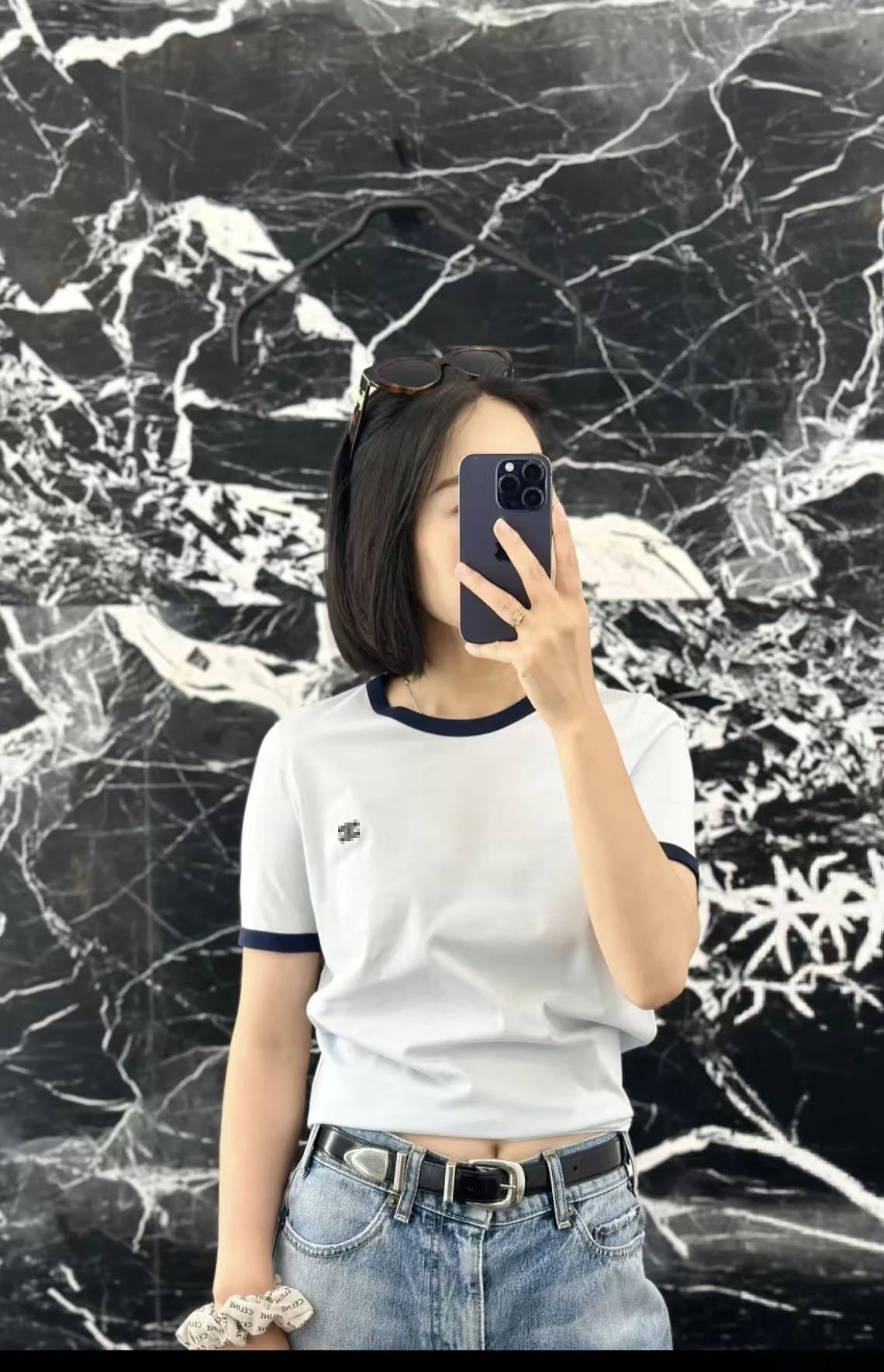 CILHI Ringer T-Shirt White with Navy Trim - 8