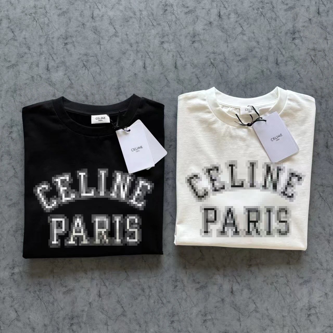Celine Pixelated Logo Black T-Shirt - 4