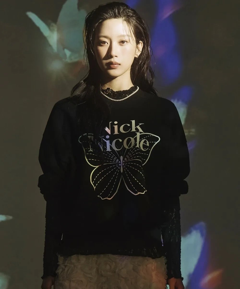 Nick Nicole Butterfly Graphic Sweatshirt Black - 22