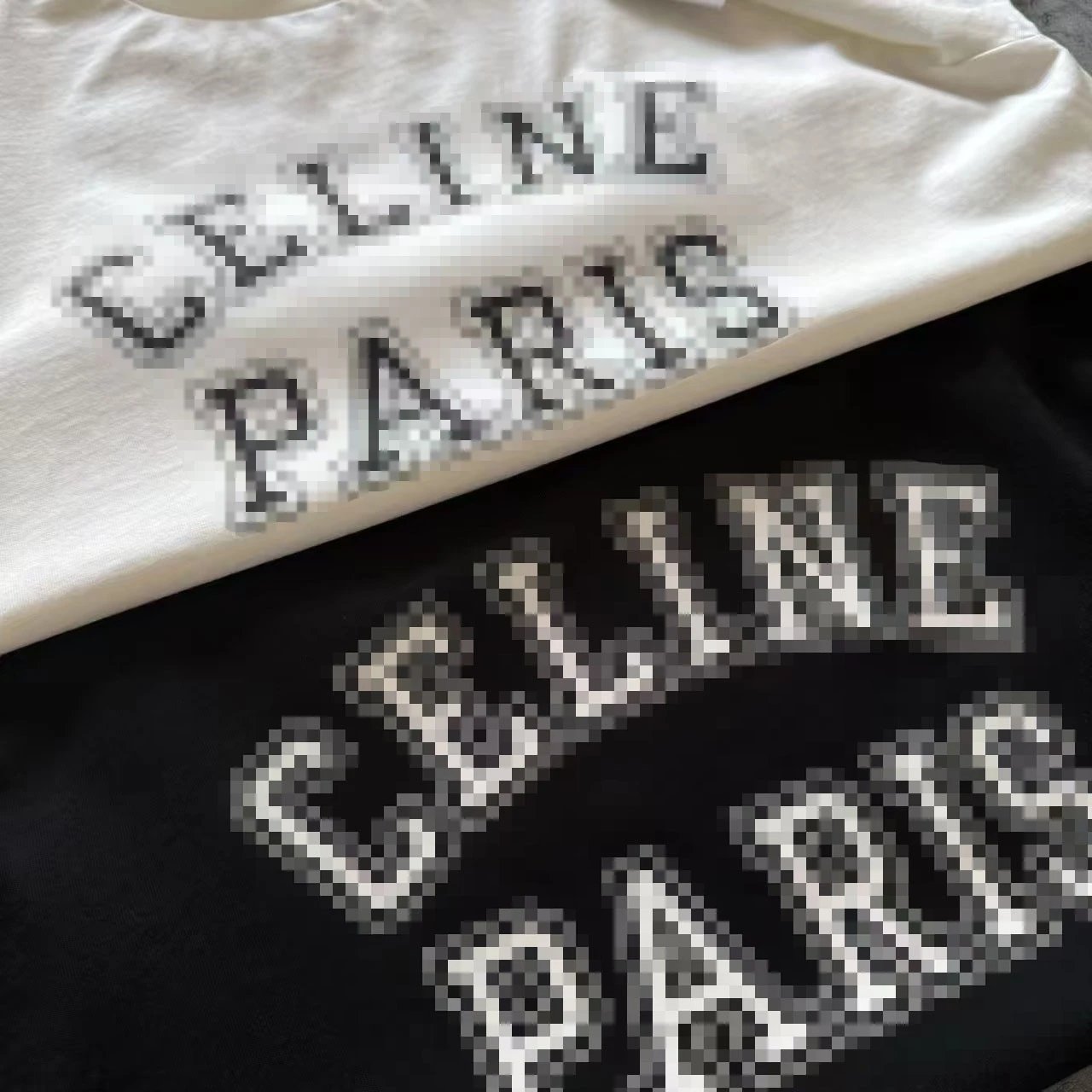 Celine Pixelated Logo Black T-Shirt - 12