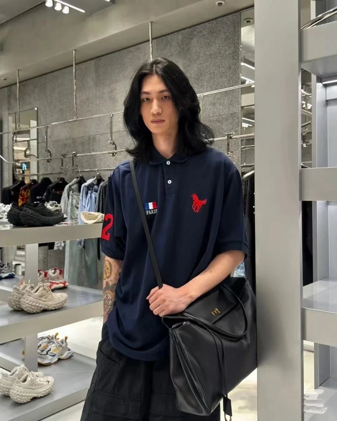Balenciaga Paris Polo Navy Blue - 7