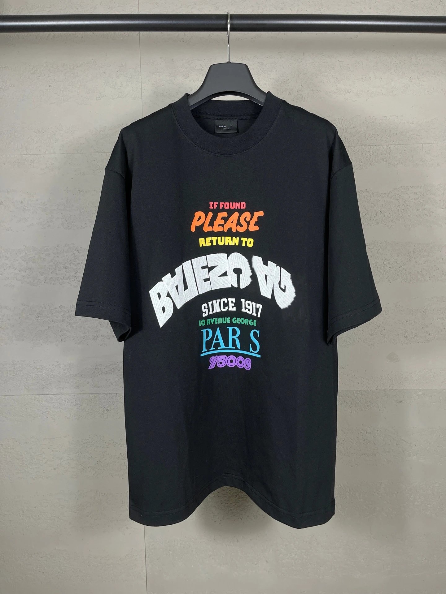 BALENCIAGA 'If Found' Graphic Print Black T-Shirt - 6