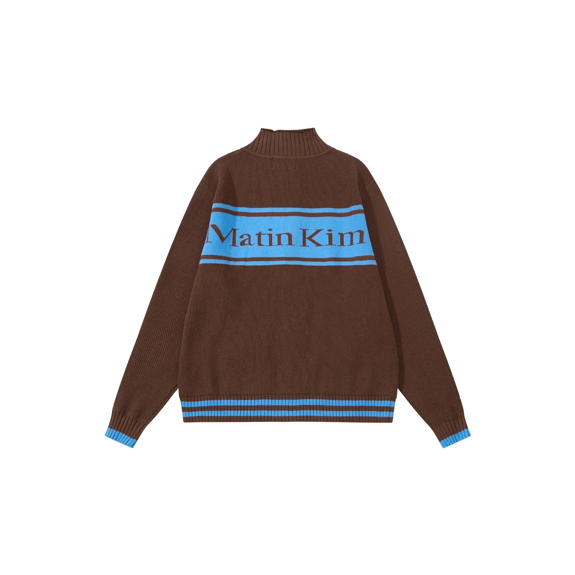Matin Kim Logo Stripe Turtleneck Sweater Black - 18