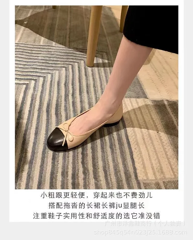Unbranded Leather Shoes Cap-Toe Bow Ballet Flats product detail image 1