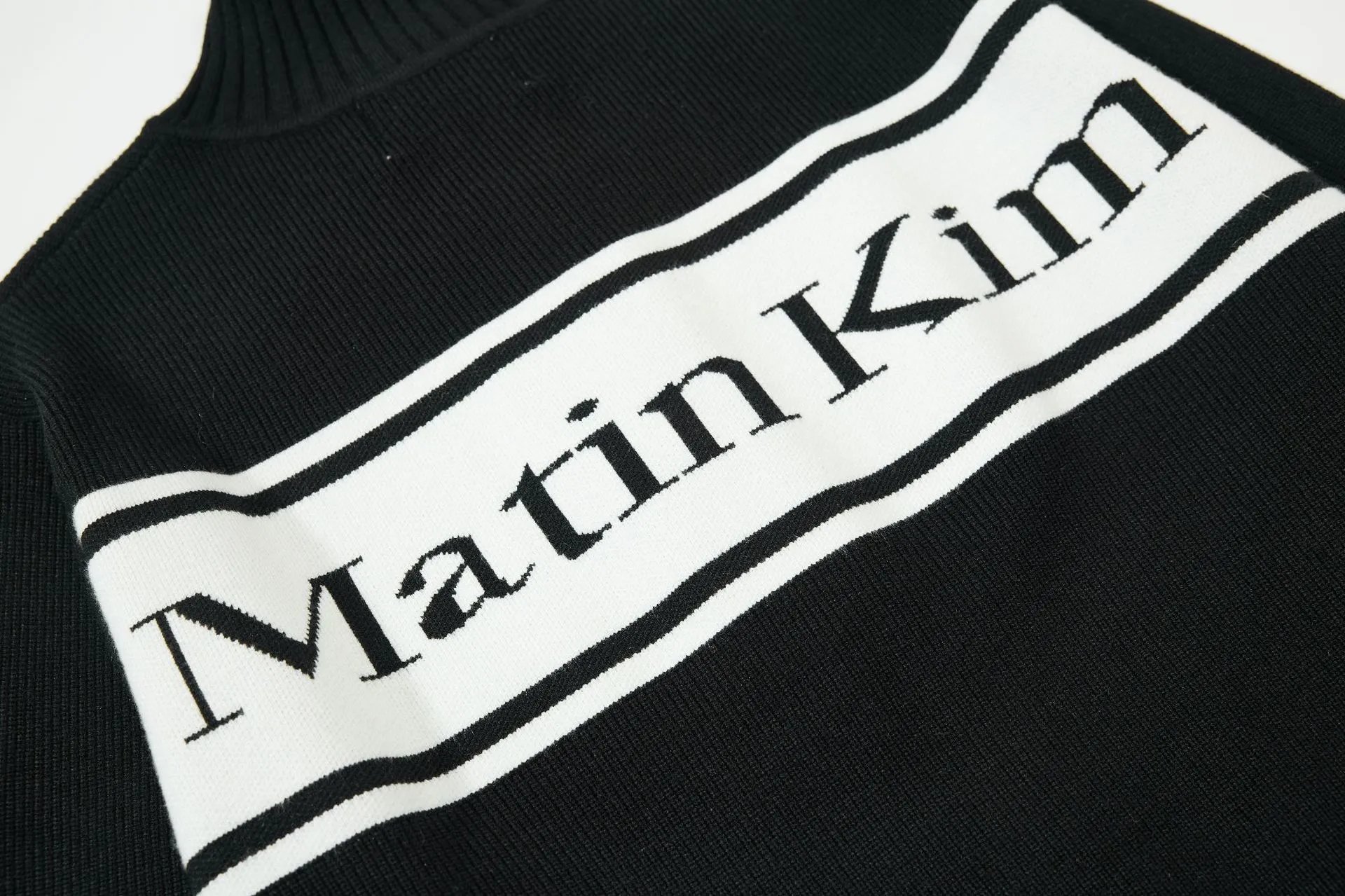 Matin Kim Logo Stripe Turtleneck Sweater Black - 29