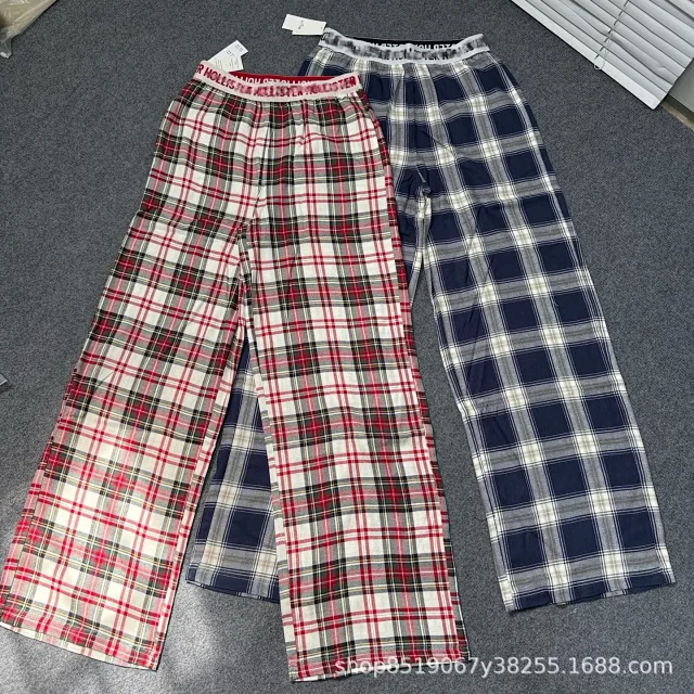 Unbranded Trousers Plaid wide-leg with elastic logo waistband product detail image 2
