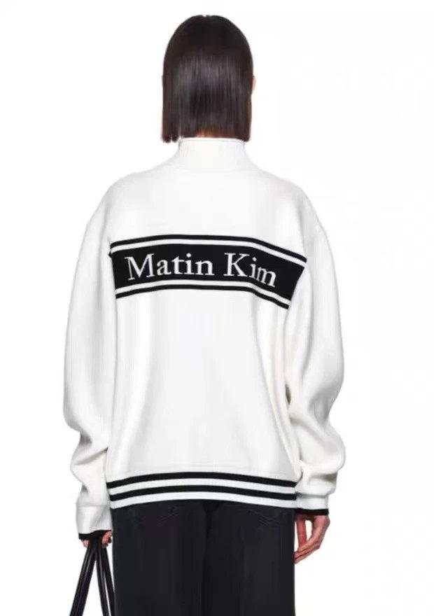 Matin Kim Logo Stripe Turtleneck Sweater Black - 58