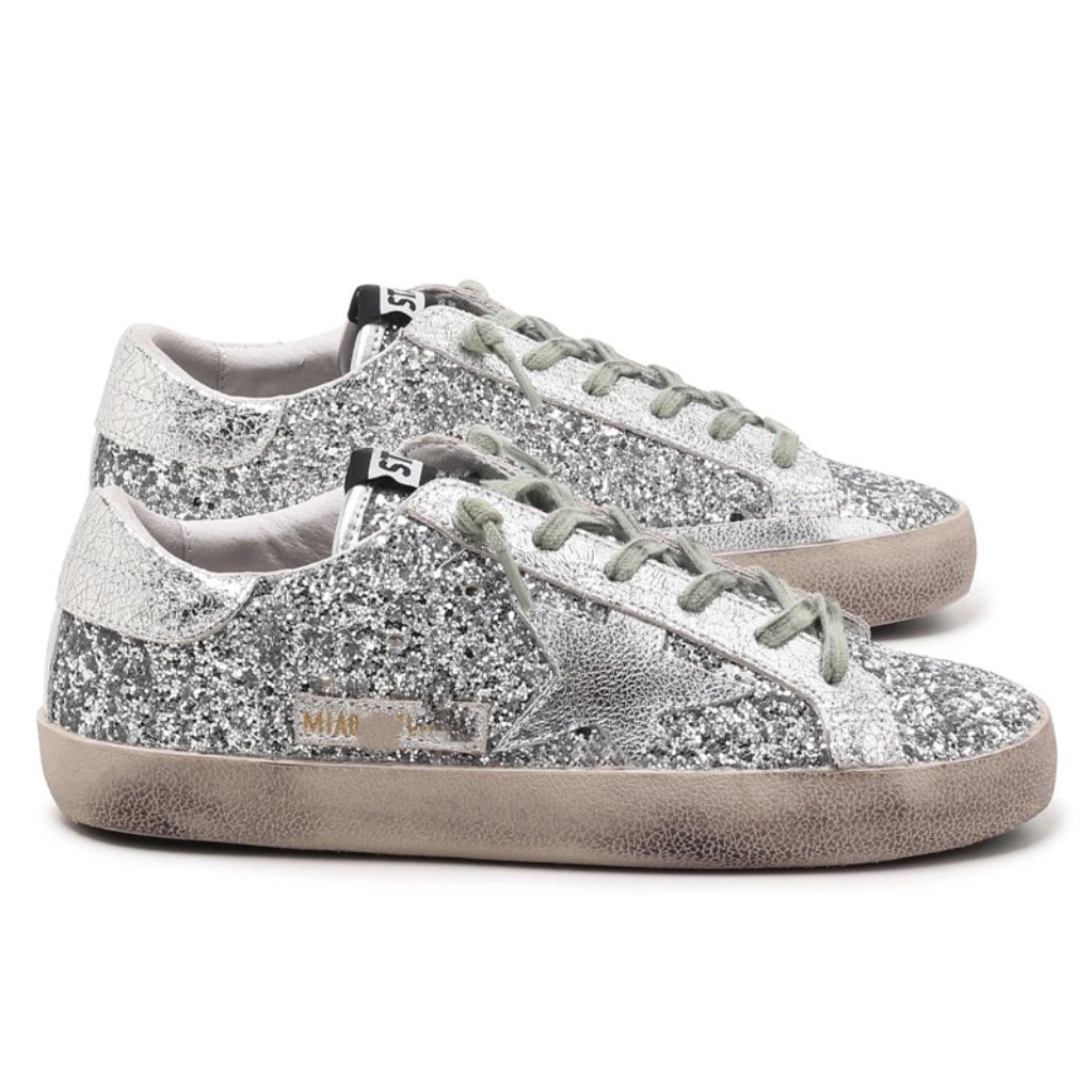 Golden Goose Superstar White and Silver Leather Sneakers - 24
