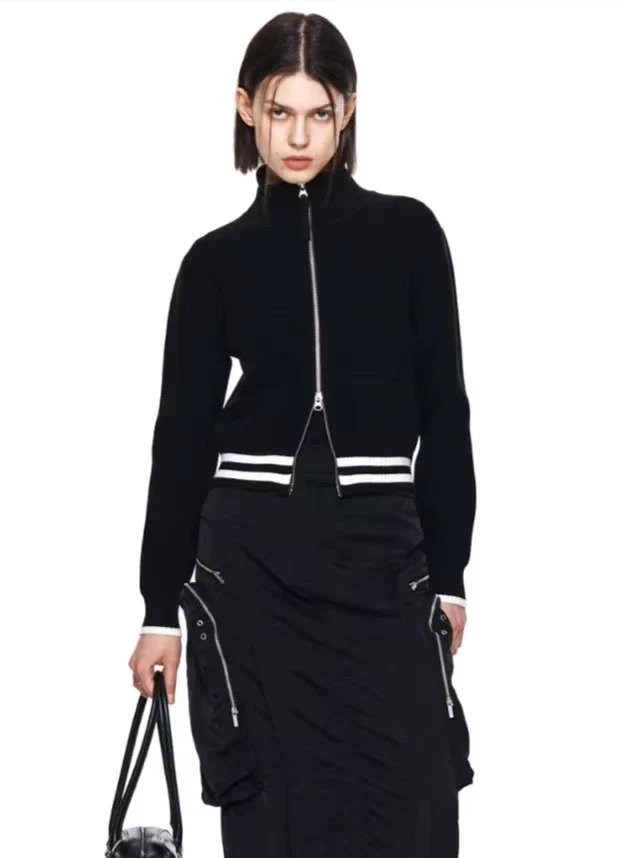Matin Kim Logo Stripe Turtleneck Sweater Black - 54