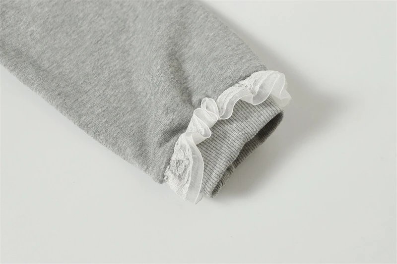 GRA Ghost Girl Ruffle Hoodie Gray - 17