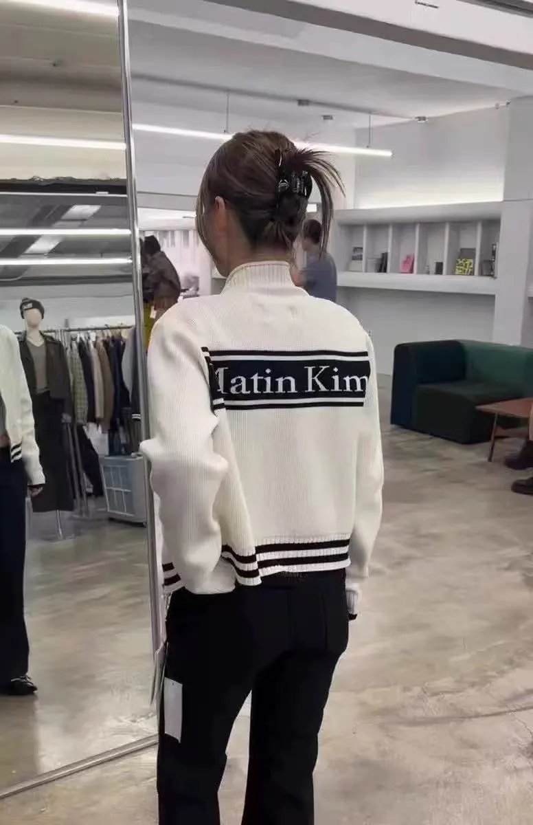 Matin Kim Logo Stripe Turtleneck Sweater Black - 68