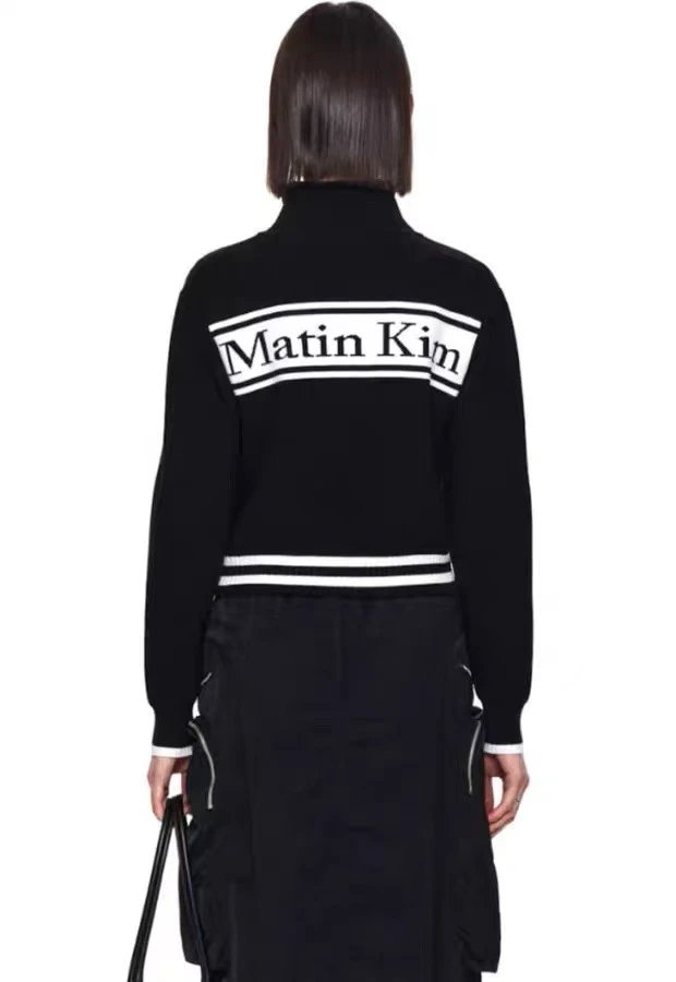 Matin Kim Logo Stripe Turtleneck Sweater Black - 55